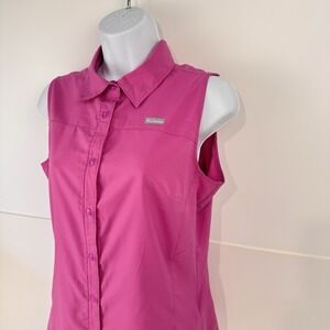 Columbia‎ Top Women's Small Petite Fuchsia Pink Sleeveless Pocket Active Wear